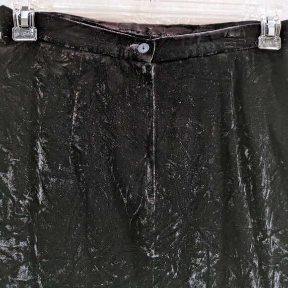 Vintage Crushed Velvet Pencil Skirt 14 Black Elegant Gothic Holiday Party Formal - Picture 3 of 6